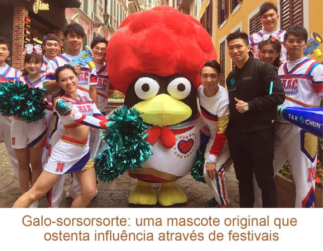 Galo-sorsorsorte: uma mascote original que ostenta influência através de festivais